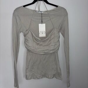 Zara long sleeve halter overlay top